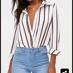 PLT White Satin Stripe Shirt